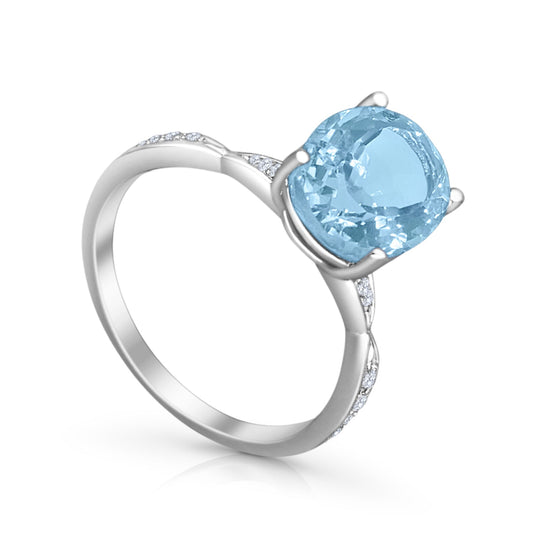 the Stone Sparkle Ring - Sky Blue Topaz