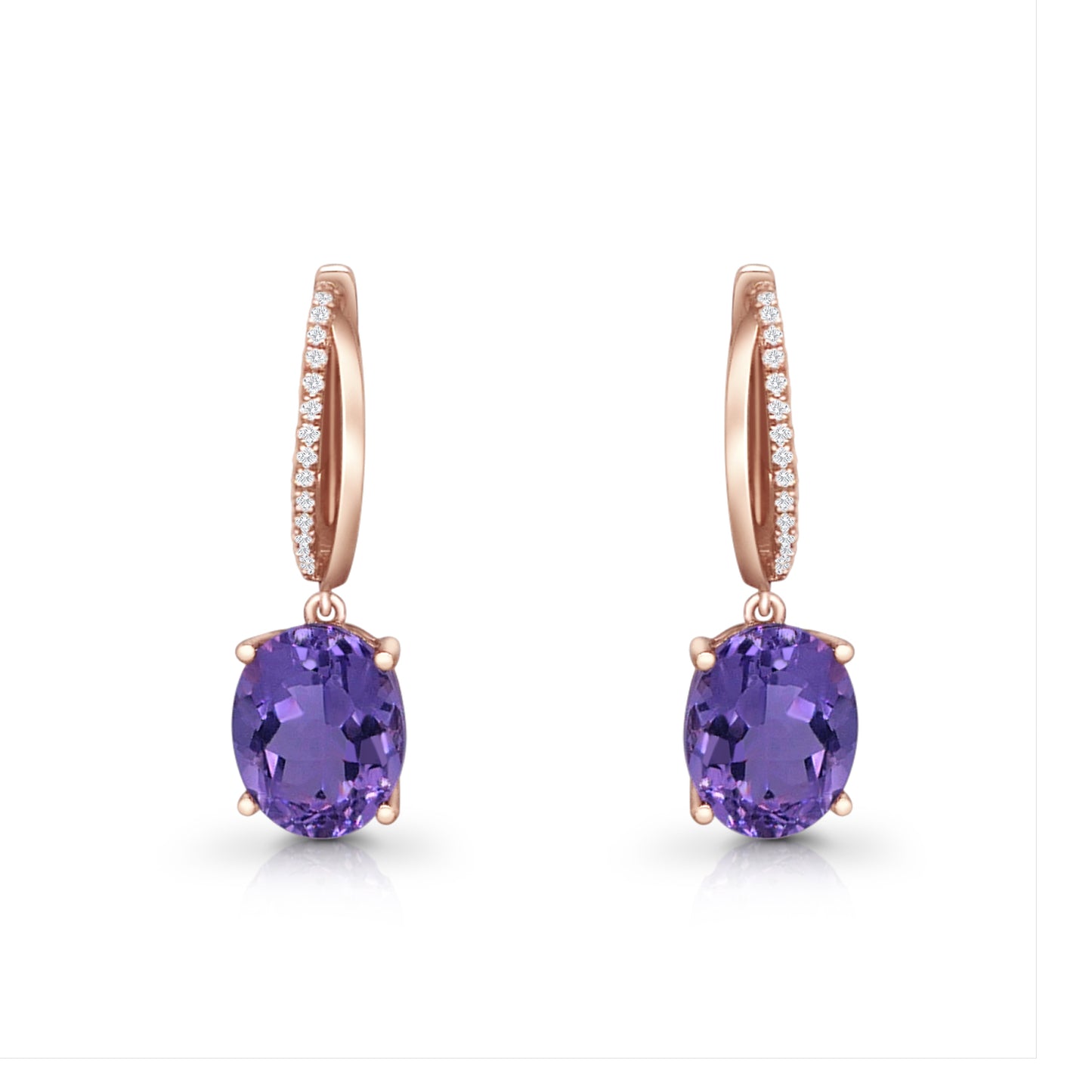the Stone Sparkle Earrings - Rose Gold Plated Sterling Silver with Pink Amethyst