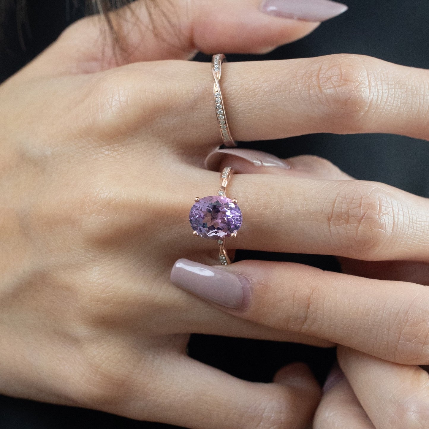 the Stone Sparkle Ring - Pink Amethyst