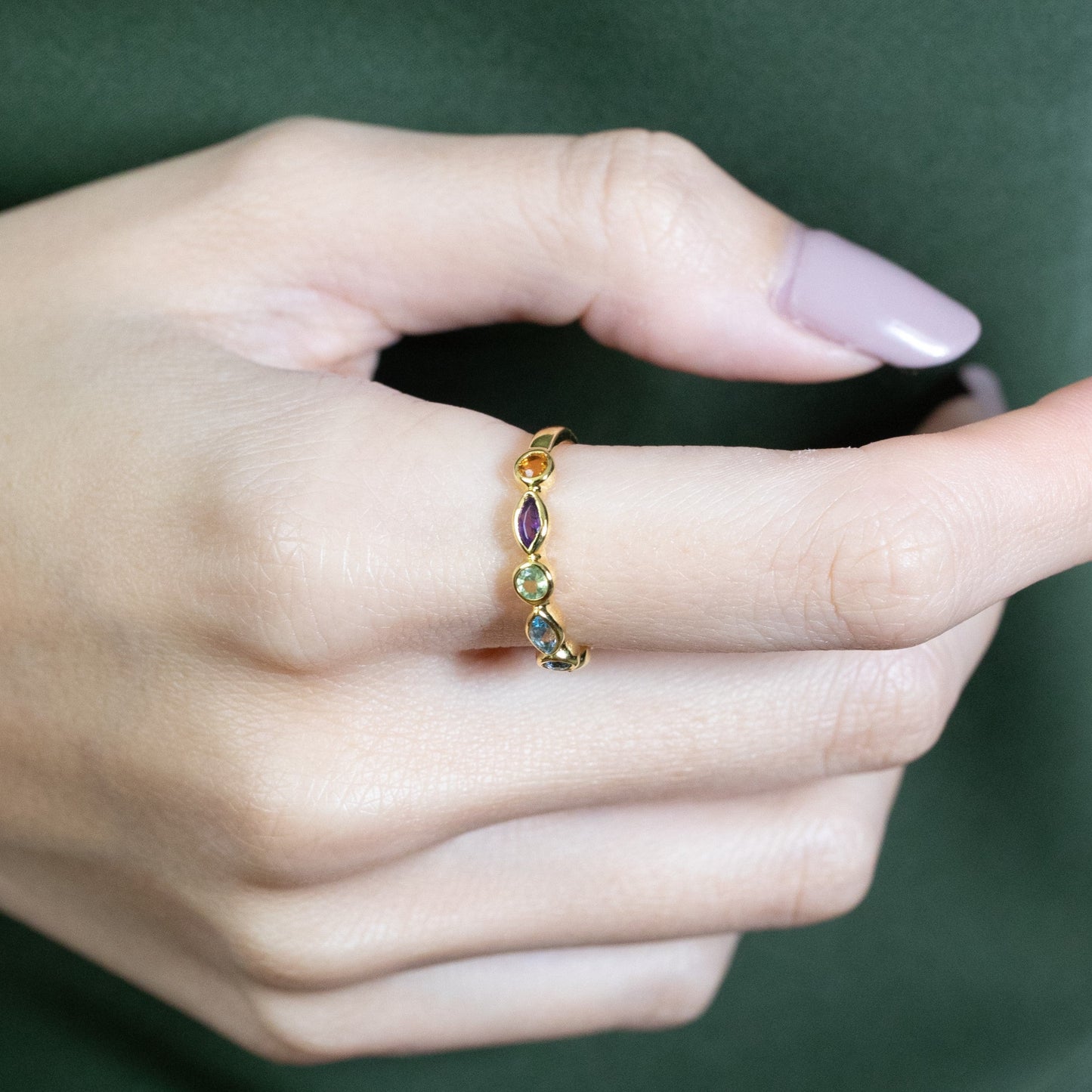 Wow! Rainbow Brooks Ring - Amethyst & Garnet