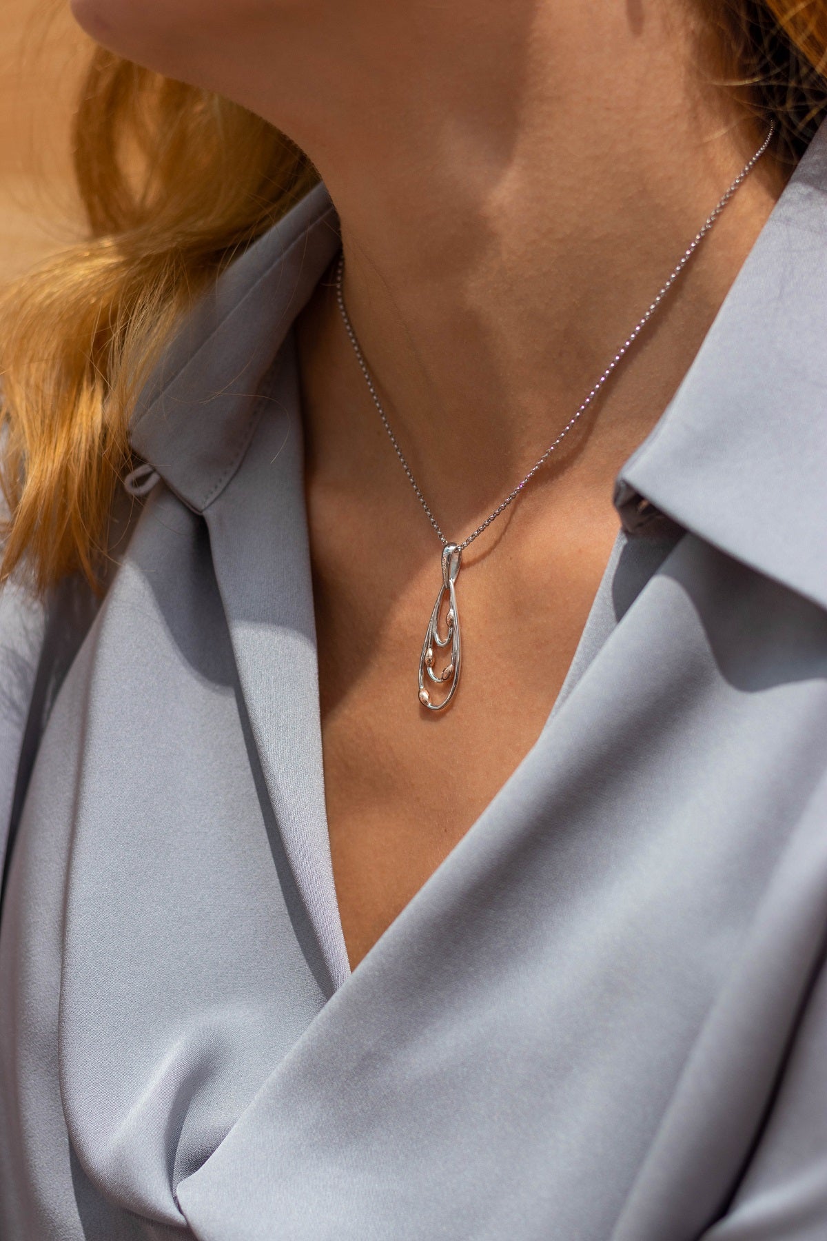Sun After The Storm Necklace - Rhodium and  Rose Gold Plated Sterling Silver