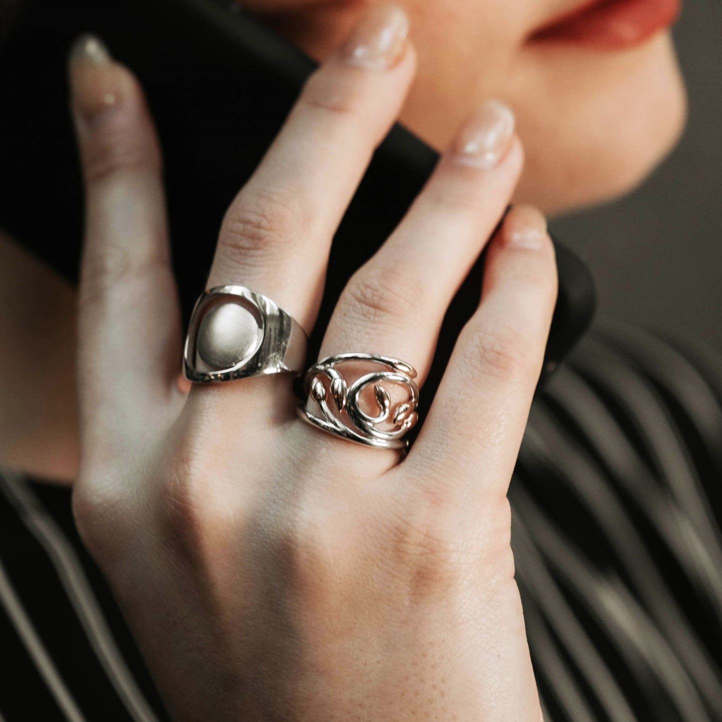 Sun After The Storm Ring - Rhodium and Rose Gold Plated Sterling Silver