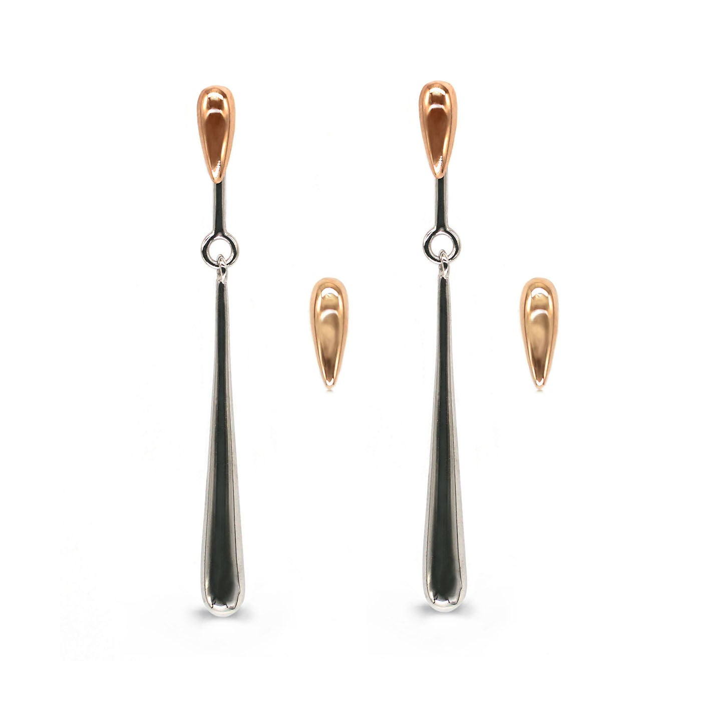 Willow In The Wind Convertible Earrings - Rhodium and Rose Gold  Plated Sterling Silver
