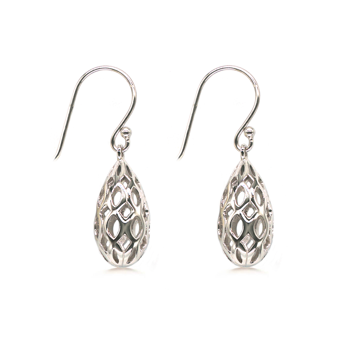 Lantern On The Beach Earrings - Rhodium Plated Sterling Silver